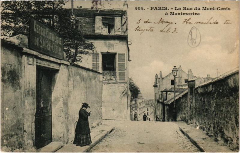 Carte postale ancienne La Rue du Mont-Cenis à Montmartre à Paris 18e
