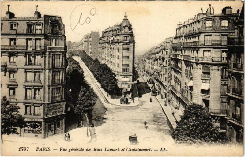Carte postale ancienne Vue générale des Rues Lamarck et Caulaincourt à Paris 18e