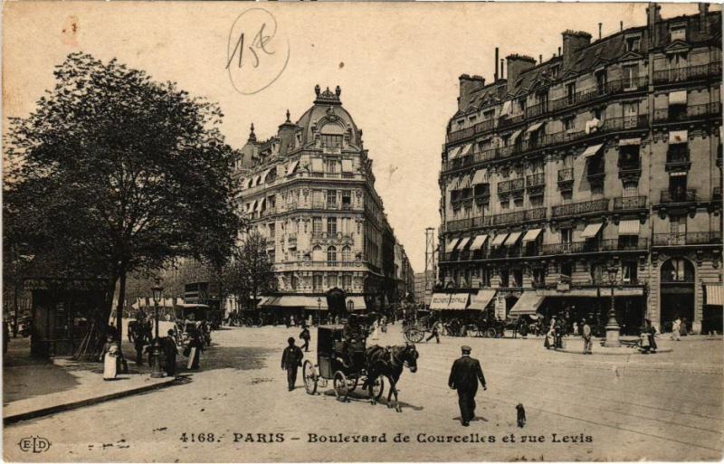 Carte postale ancienne Boulevard de Courcelles et Rue Levis à Paris 17e