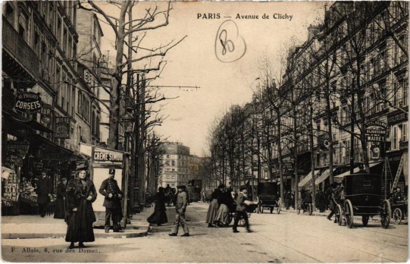 Carte postale ancienne Avenue de Clichy à Paris 18e
