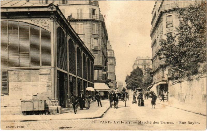 Carte postale ancienne Marché des Ternes - Rue Bayen à Paris 17e