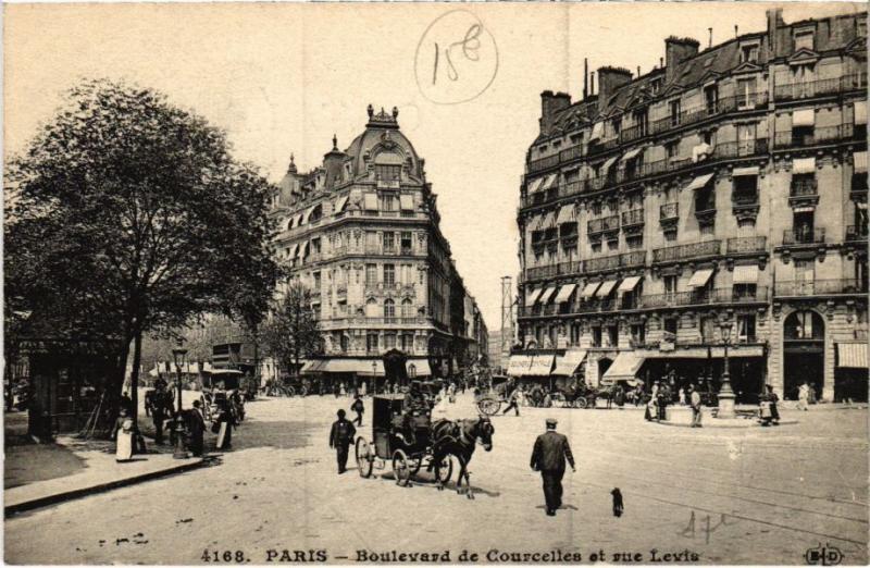 Carte postale ancienne Boulevard de Courcelles et Rue Levis à Paris 17e