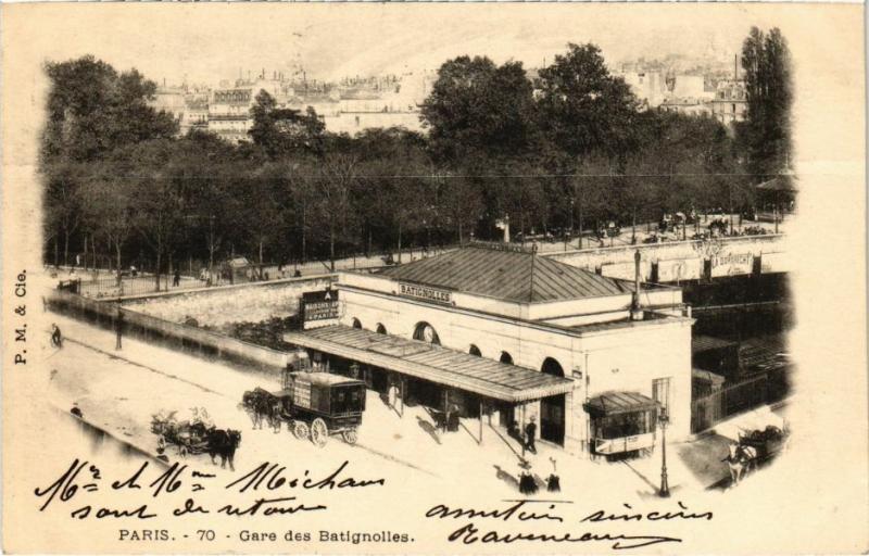 Carte postale ancienne Gare des Batignolles à Paris 17e