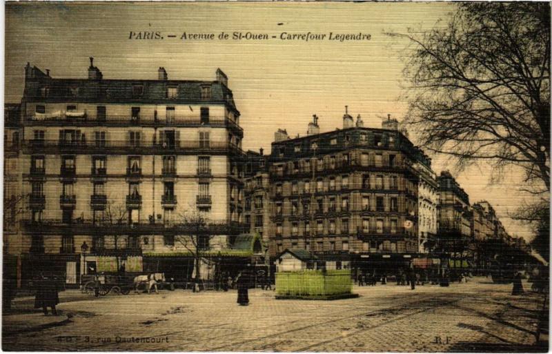 Carte postale ancienne Avenue de Saint-Ouen - Carrefour Legendre à Paris 18e