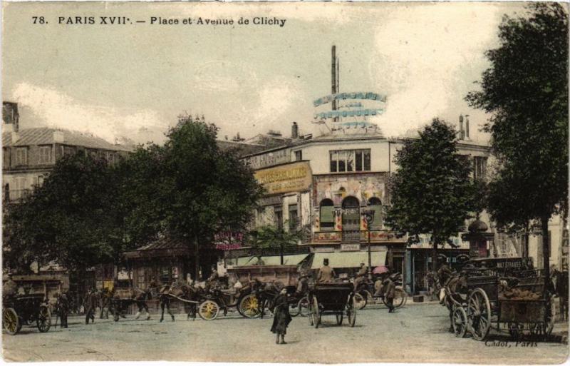 Carte postale ancienne Place et Avenue de Clichy à Paris 18e