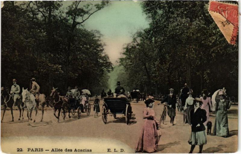 Carte postale ancienne Allée des Acacias à Paris 16e