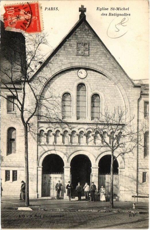 Carte postale ancienne Eglise Saint-Michel des Batignolles à Paris 17e