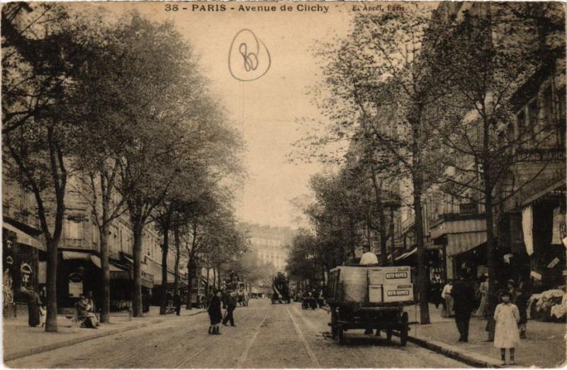 Carte postale ancienne Avenue de Clichy à Paris 18e
