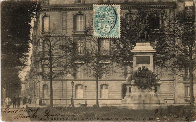 Carte postale ancienne Place Malesherbes - Avenue de Villiers à Paris 17e