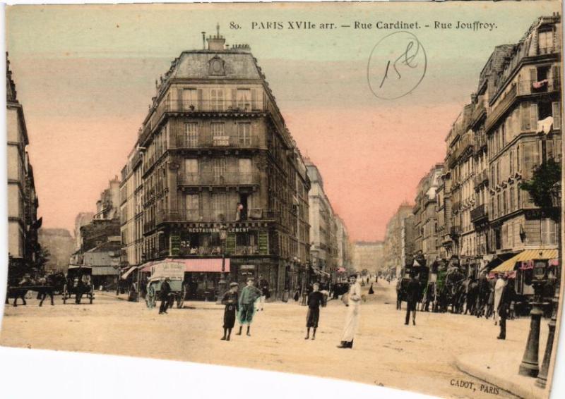 Carte postale ancienne Rue Cardinet - Rue Jouffroy à Paris 17e