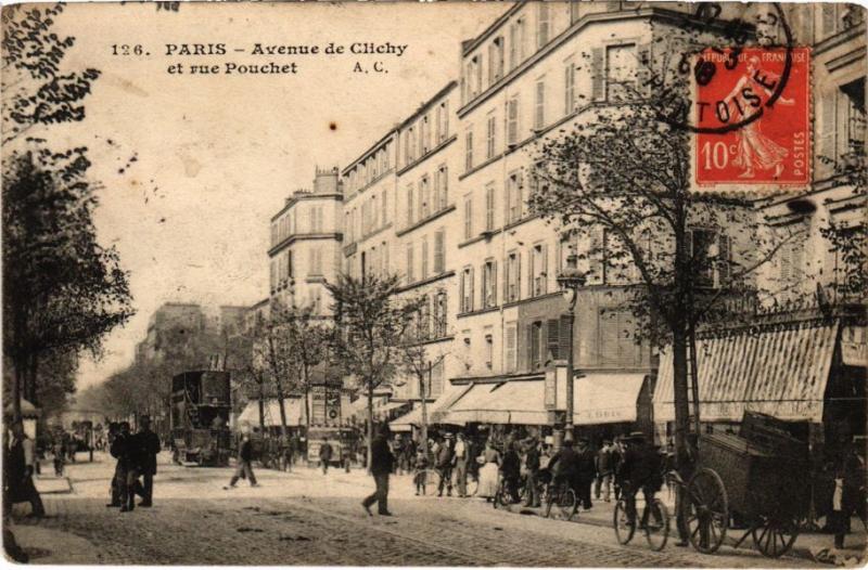 Carte postale ancienne Avenue de Clichy et rue Pouchet à Paris 17e