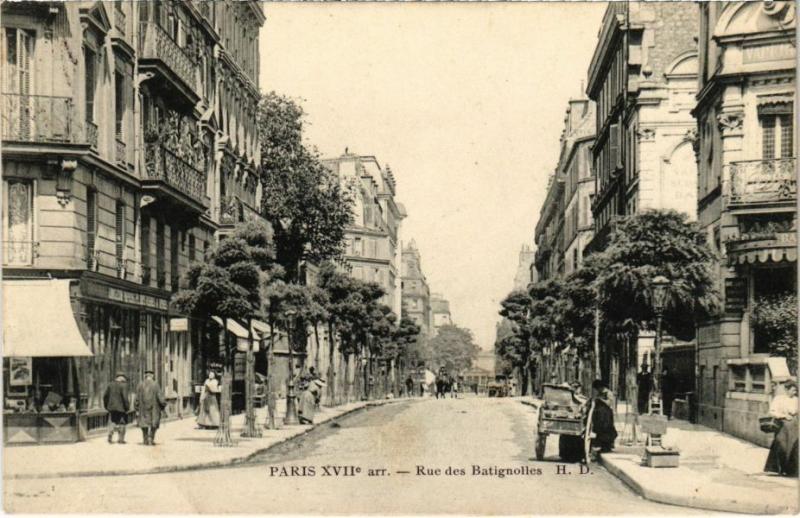 Carte postale ancienne Rue des Batignolles à Paris 17e
