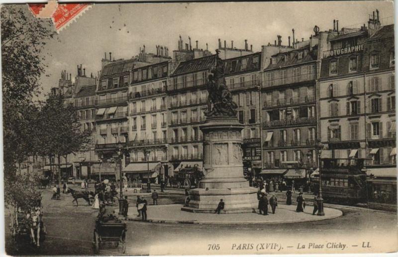 Carte postale ancienne Paris 17e Place Clichy