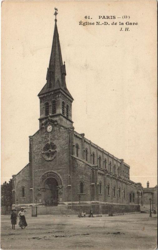 Carte postale ancienne Paris 13e - Eglise N-D de la Gare à Paris 13e