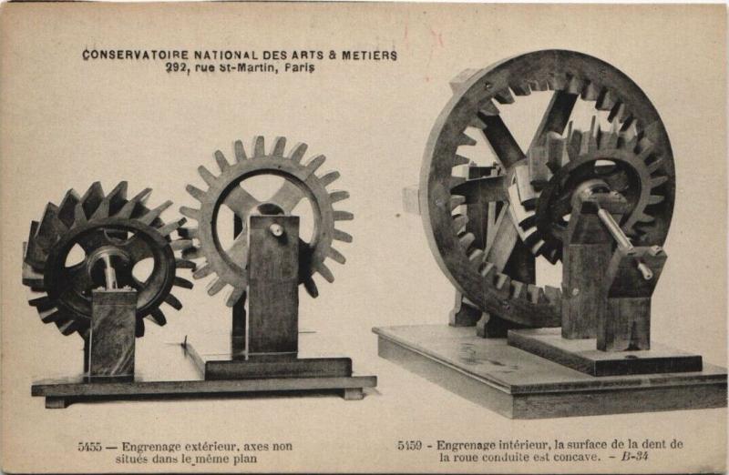 Carte postale ancienne Paris (3e) Cnam - Engrenage interieur et exterieur à Paris 3e