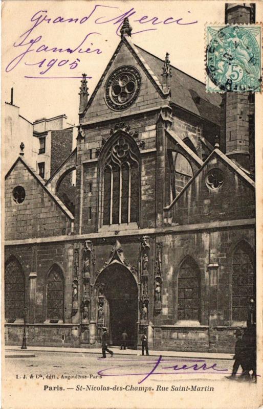 Carte postale ancienne Paris 3e Paris-St Nicolas des Champs, Rue Saint-Martin à Paris 3e