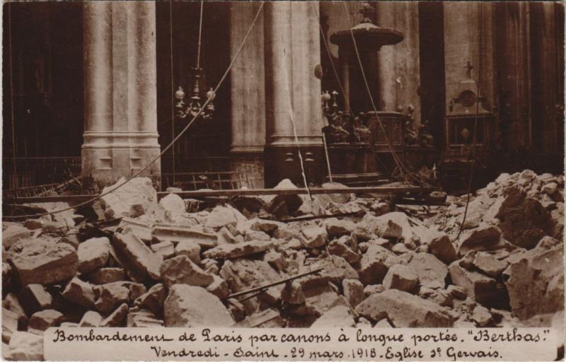 Carte postale ancienne Bombardement De Paris (4e) Saint-Gervais 19 Mars 1918 à Paris 4e