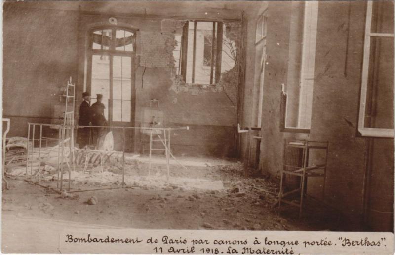 Carte postale ancienne Bombardement de Paris - 11 Avril 1918 - La Maternité à Paris 14e
