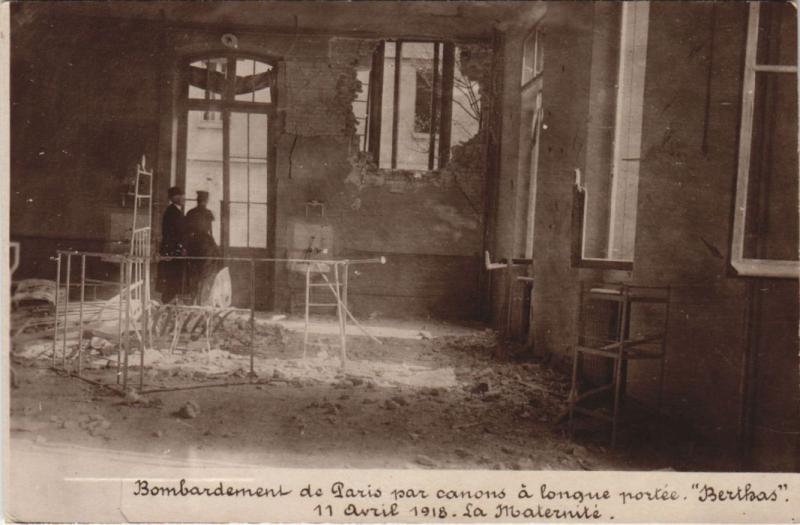 Carte postale ancienne Bombardement de Paris - 11 Avril 1918 - La Maternité à Paris 14e