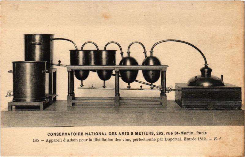 Carte postale ancienne Paris (3e) Cnam - Apareil d'Adam pour la distillation des vins à Paris 3e