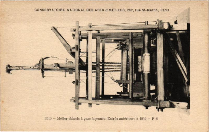 Carte postale ancienne Paris (3e) Cnam - Métier chinois á gaz faconnée à Paris 3e