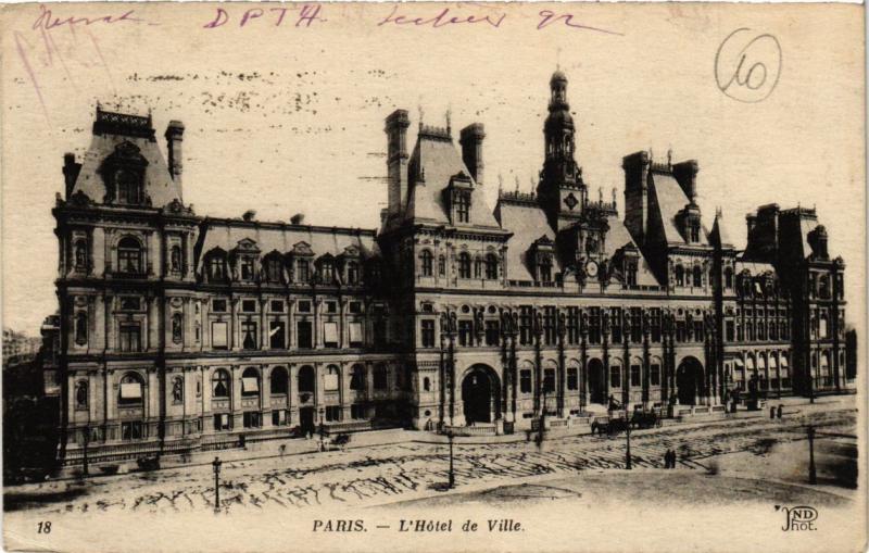 Carte postale ancienne Paris (4e) - Hotel de Ville à Paris 4e