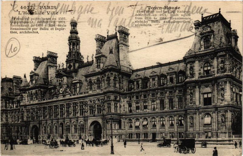 Carte postale ancienne Paris (4e) - Hotel de Ville à Paris 4e