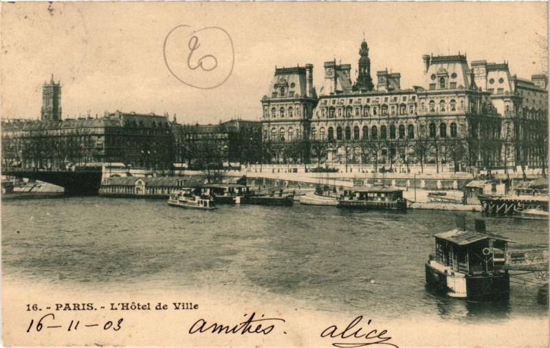 Carte postale ancienne Paris (4e) - Hotel de Ville à Paris 4e