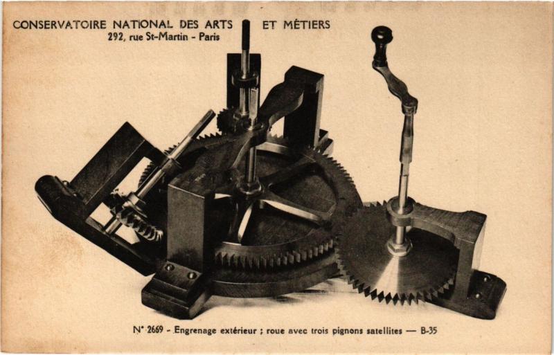 Carte postale ancienne Paris (3e) Cnam - Engrenage exterieur à Paris 3e