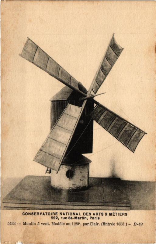 Carte postale ancienne Paris (3e) Cnam - Moulin á vent à Paris 3e