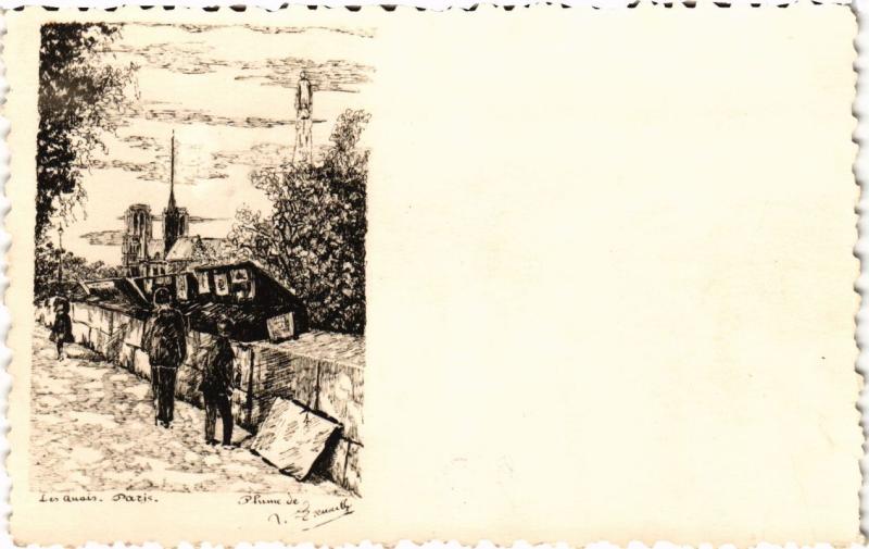 Carte postale ancienne Paris (5e) - Sur les Quais à Paris 5e