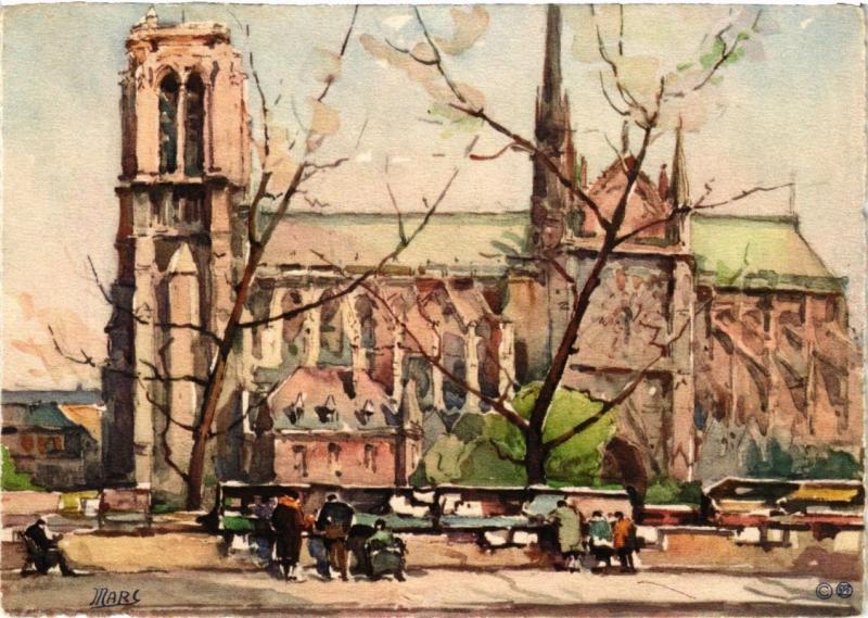 Carte postale ancienne Paris (5e) - N.D. et les Bouquinistes à Paris 5e