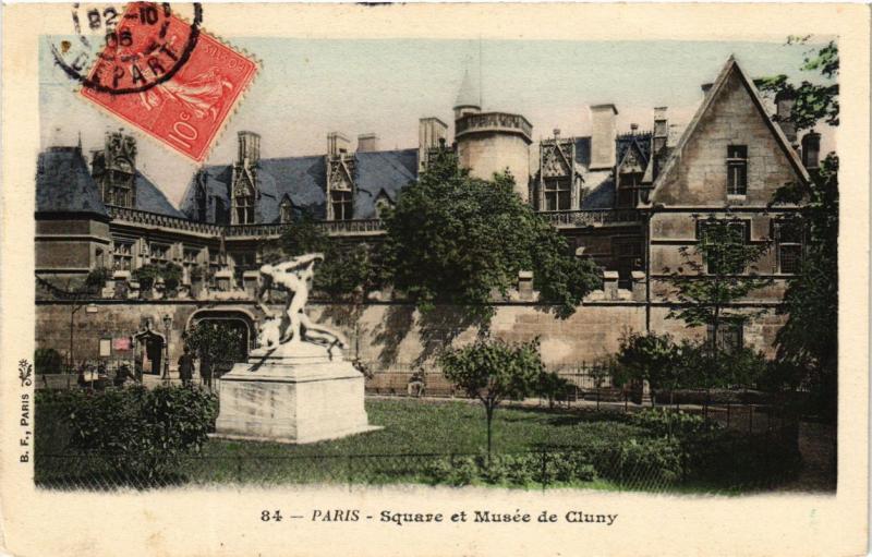 Carte postale ancienne Paris (5e) - Musée du Cluny - Square à Paris 5e