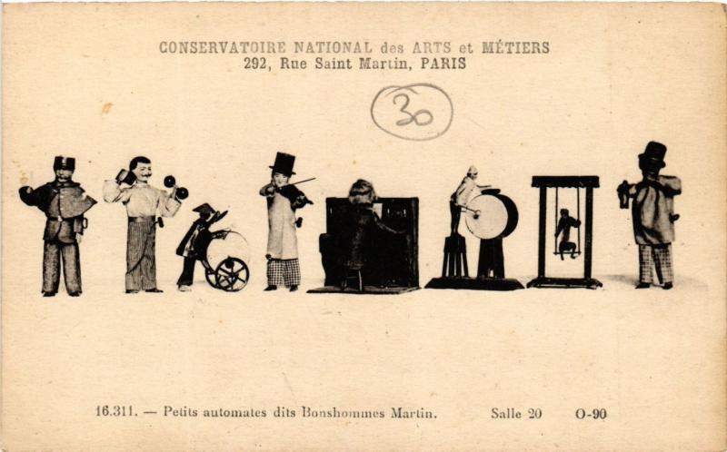 Carte postale ancienne Paris (3e) - Cnam - Petits automates dits Bonshommes Martin à Paris 3e