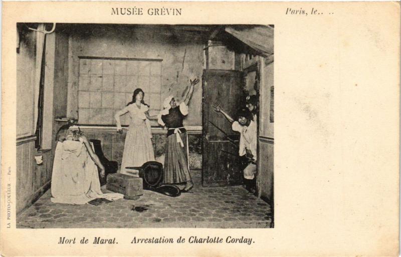 Carte postale ancienne Paris (9e) - Musée Grevin Mort de Maral à Paris 9e