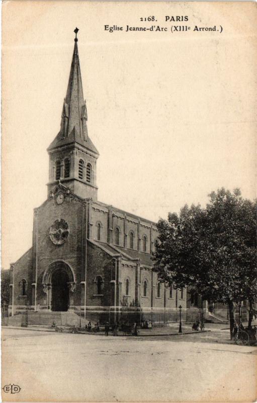 Carte postale ancienne Paris 13e Paris-Eglise Jeanne-d'Arc à Paris 13e