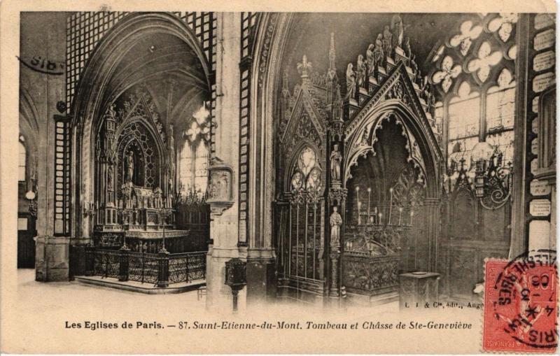 Carte postale ancienne Paris 5e-Eglise Saint Etienne du Mont-Tombeau et Chasse à Paris 5e