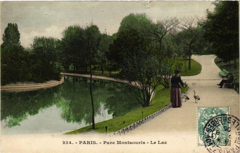 Carte postale ancienne Parc Montsouris - Le Lac à Paris 14e