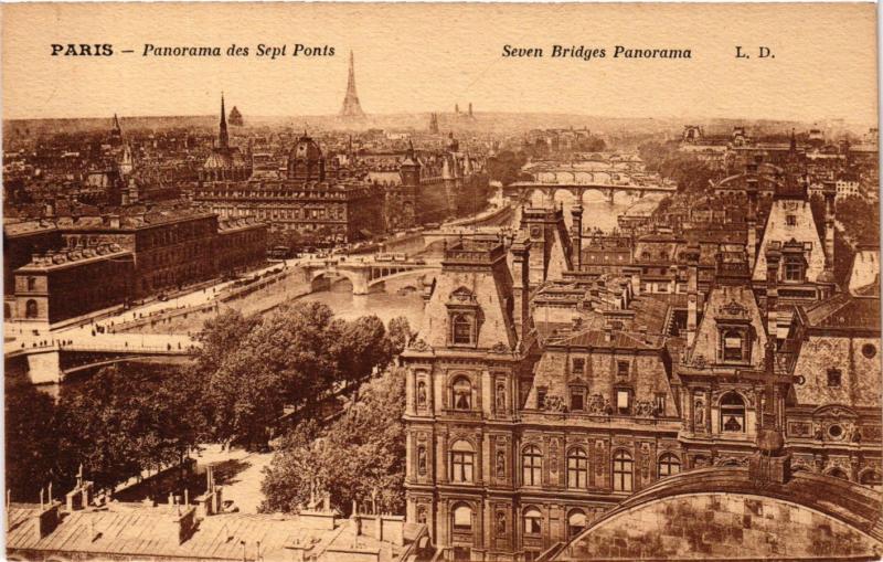 Carte postale ancienne Paris Panorama des 7 Ponts