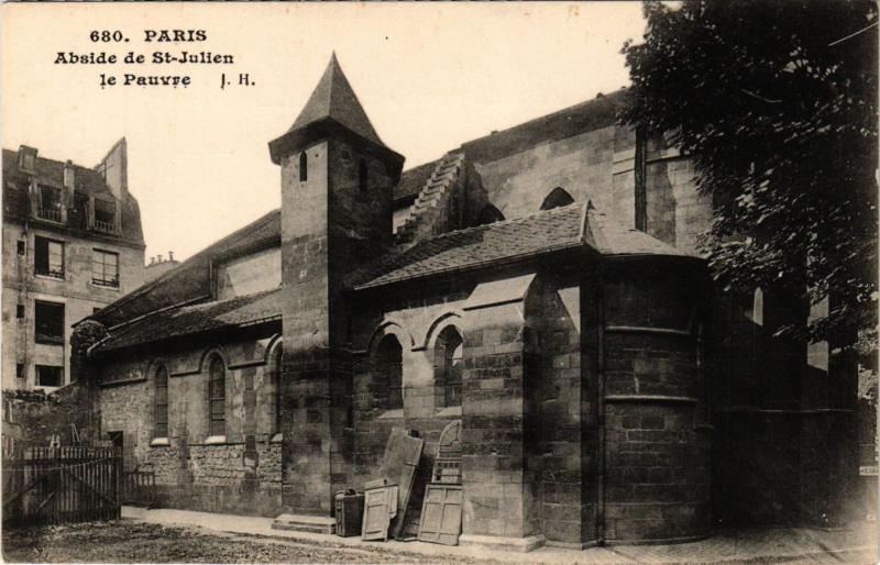 Carte postale ancienne Paris 5e-Abside de Saint-Julien le Pauvre à Paris 5e