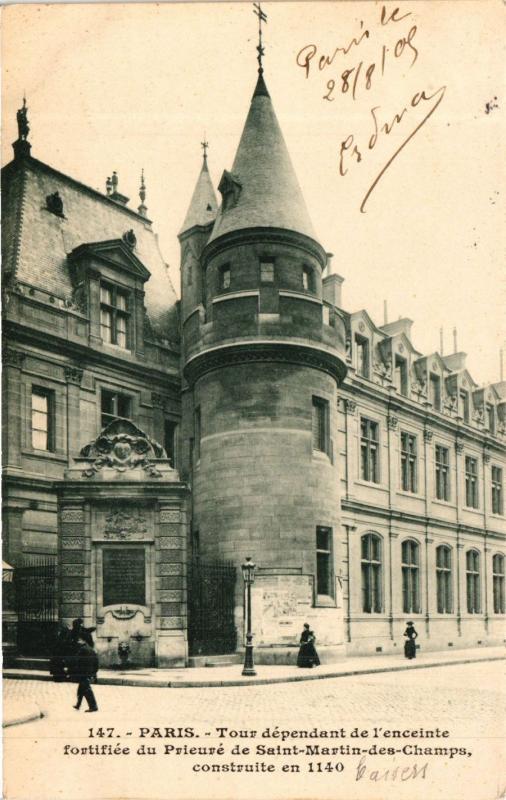 Carte postale ancienne Paris 3e Paris-Tour dépendant de l'enceinte fortifiée du Prieuré à Paris 3e