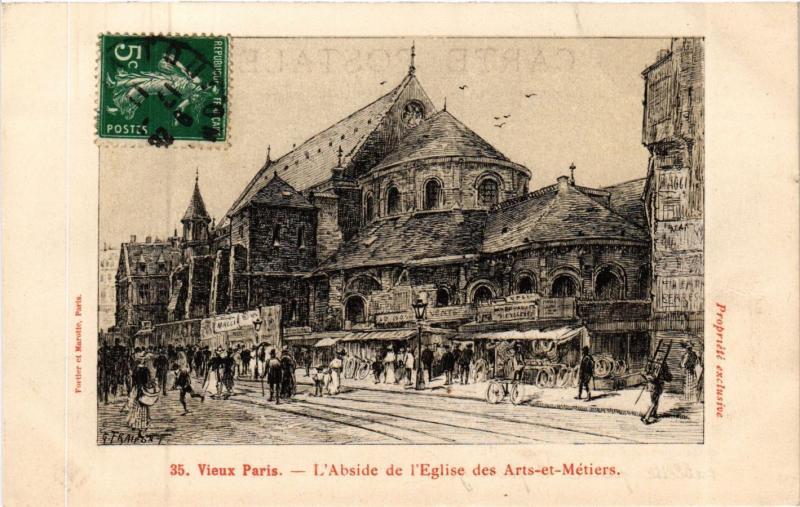 Carte postale ancienne Paris 3e Paris-L'Abside de l'Eglise des Arts et Métiers à Paris 3e