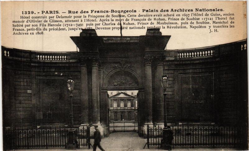 Carte postale ancienne Paris 3e Paris-Rue des Francs-Bourgeois-Palais des Archives Nat. à Paris 3e