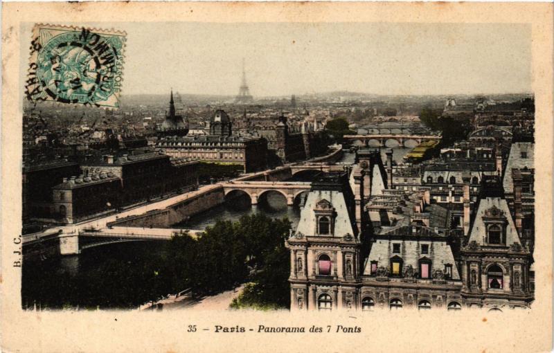 Carte postale ancienne Paris Panorama des 7 Ponts