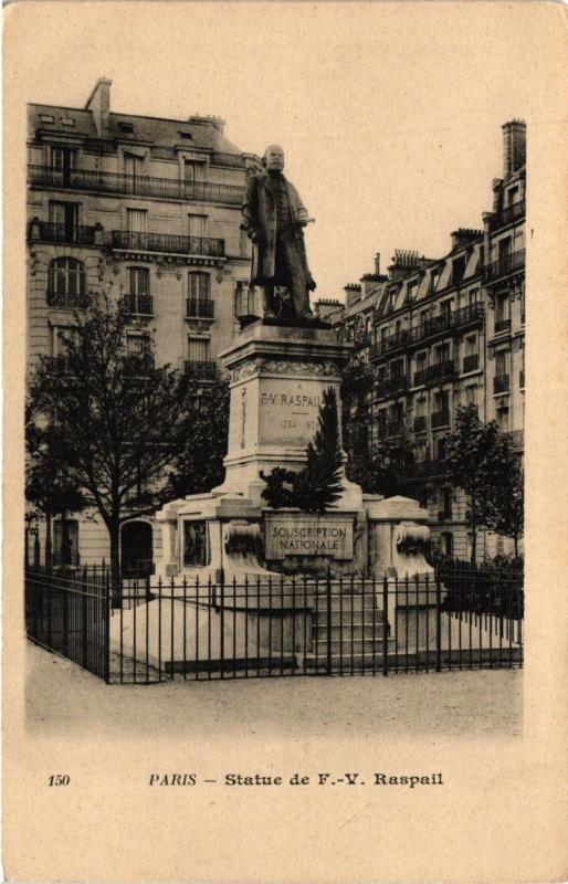 Carte postale ancienne Statue de F.-V. Raspail à Paris 14e