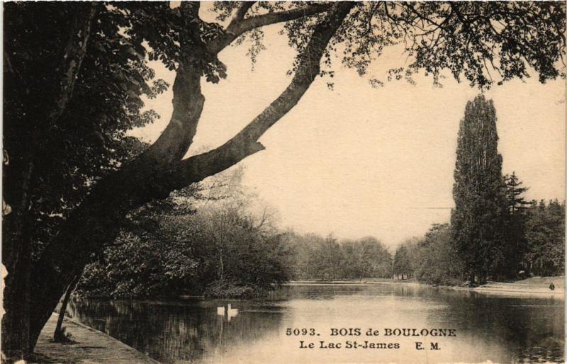 Carte postale ancienne Bois de Boulogne - Le Lac Saint-James à Paris 16e