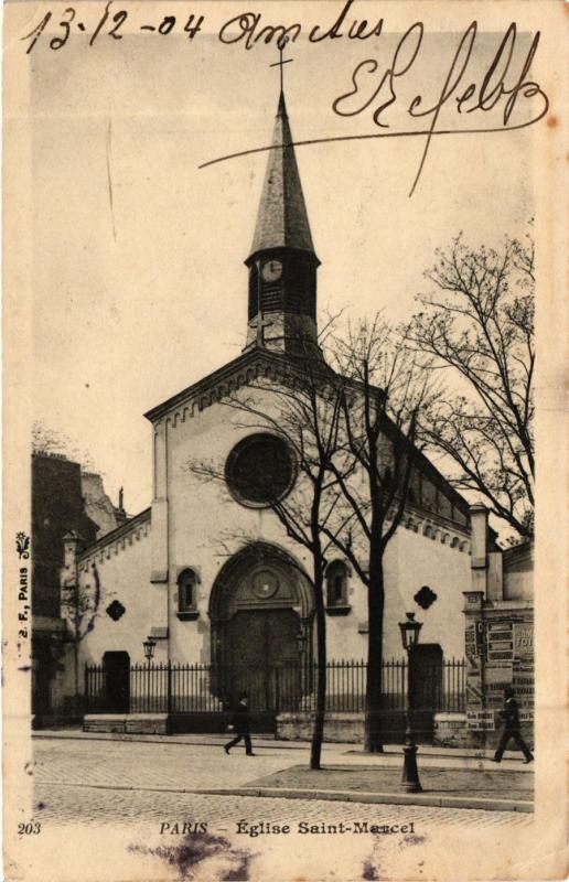 Carte postale ancienne Eglise Saint-Marcel à Paris 13e