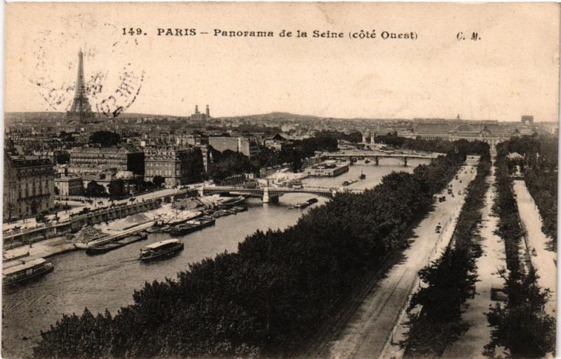 Carte postale ancienne Paris Panorama des la Seine (coté Ouest)