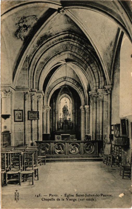 Carte postale ancienne Paris 5e-Eglise Saint Julien le Pauvre-Chapelle de la Vierge à Paris 5e
