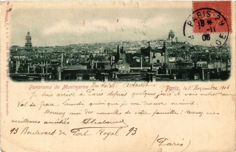 Carte postale ancienne Paris Panorama de Montmartre